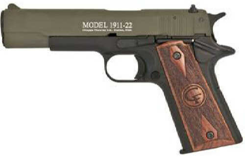 CHIAPPA 1911-22 Pistol 22 Long Rifle OD Green Slide Wood Grip Black Frame 191122OD